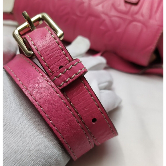 Dooney & Bourke Pink Leather DB Embossed Buckle Flap Crossbody Bag - Picture 6 of 16